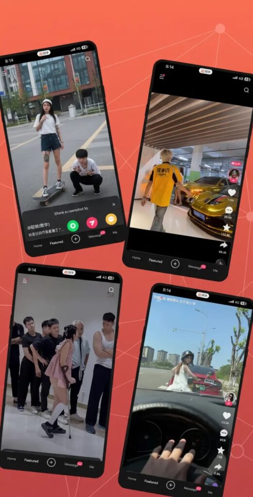 A collage of different types of Kuaishou/Kwai videos, showing what is the kwai app